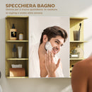 Specchio da Bagno 80x20x59 cm con Armadietto e Ripiani a Giorno Rivestimento in Melamina Color Legno  
