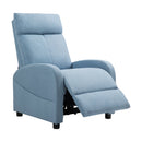 Poltrona Relax Reclinabile 165° 69x85x100 cm in Tessuto Effetto Lino Azzurro 