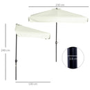 Mezzo Ombrellone da Giardino 230x130x249 cm in Metallo e Poliestere Crema