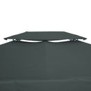 Copertura per Gazebo  a 2 Livelli  con Cinghie e 10 Fori di Drenaggio 4x3m in Poliestere Grigio Antracite