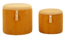 Puff con Contenitore Bolzano Senape Set 2 Pz Ø38x38 cm - Ø32x28 cm in MDF e Spugna e Poliestere Giallo      