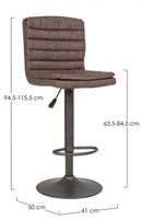 Set 2 Sgabelli Bar 41x50x94,5/115,5h cm Connor Marrone Vintage