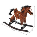 Cavallo a Dondolo con Suoni in Peluche e Legno di Pioppo Marrone Scuro 