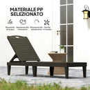 Set 2 Lettini Prendisole con Schienale Regolabile Effetto Rattan a Doghe Nero   