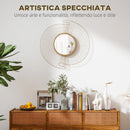 Specchio da Parete Rotondo Ø60 cm con Drappeggio in Metallo e Design Plissettato Oro      