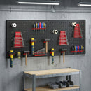 Set 4 Pannelli Porta Attrezzi da Parete 60x40x2 cm con 12 Supporti e 22 Ganci in Acciaio Nero e Rosso      