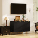 Credenza Moderna 60x40x80 cm con 2 Ante e Ripiano Regolabile con Gambe in Metallo in MDF Nero      