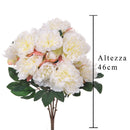 Set 2 Peonia Artificiale con 16 Fiori Artificiali Altezza 46 cm 