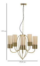 Lampadario Versailles 5 Luci Ø60x103 cm in Ferro e Vetro Nero      