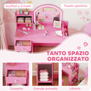 Set Toeletta Trucco per Bambini 2 in 1 con Specchio Luce LED 88,6x38,8x96,9 cm e Sedia in MDF Rosa      