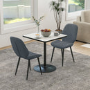 Set 2 Sedie da Pranzo 46x56x86 cm con Schienale Ricurvo in Tessuto Effetto Lino Grigio e Nero 