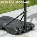 Canestro da Basket Altezza Regolabile 195-245 cm in Acciaio e HDPE Blu