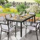 Tavolo da Pranzo da Giardino per 8 Persone in Alluminio e Plastica Legno Scuro e Nero      