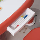 Set Tavolino con 2 Sedie per Bambini con Piano Lavagnetta Bianca   Rosso