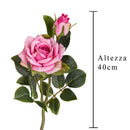 Set 24 Rose X 2 Artificiali con Gambo Corto Altezza 40 cm Rosa