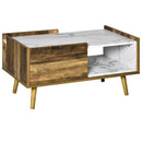 Tavolino da Caffè Rettangolare 80x45x40,5 cm con Cassetto e Ripiano Marrone e Bianco