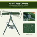 Dondolo 3 Posti da Giardino 172x110x153 cm in Acciaio a Strisce Bianco e Verde