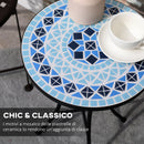 Tavolino da Giardino Ø35,5x53,5 cm in Metallo con Mosaico Blu