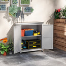 Armadio da Esterno 79x43x92 cm con Ripiano e Banco da Lavoro in Legno e Acciaio Grigio      