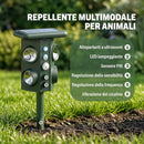 Repellente Solare Ultrasonico per Gatti 16x10x43 cm con 5 Modalità Sensore PIR e Flash LED in ABS e PP Verde      