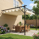 Pergola Addossata 3x3 m con Tetto Scorrevole e Fori di Drenaggio Crema      