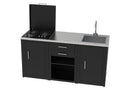 Composizione 3 Moduli Cucina BBQ + Armadietto con Cassetti + Mobile Lavandino Top in Acciaio Inox Nero  