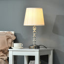 Lampada da Tavolo 2 Porte USB Ø23x45 cm E27 Paralume in tessuto Bianco e Argento