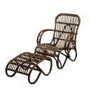Poltrona da Giardino in Rattan 86x68H82cm con Poggiapiedi Marrone