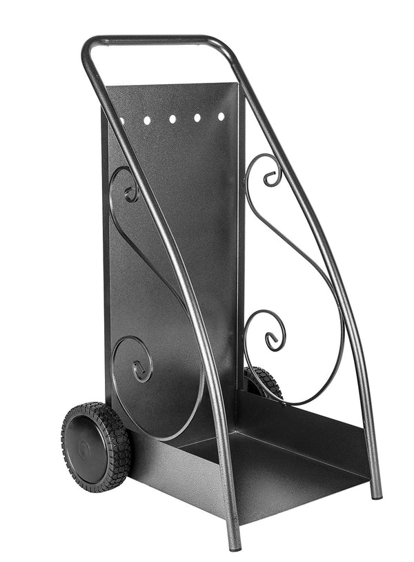 online Porta Legna Design Classico con Ruote 47,7x50x90 cm in Ferro Verniciato Grigio Martellato