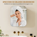 Specchio Contenitore 40,2x10,2x50,9 cm Armadietto con 2 Ripiani Regolabili in Legno e Vetro Nero      