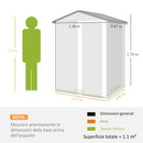 Casetta Box Porta Attrezzi da Giardino 136x87x179 cm Superficie 1.1m² con Porta Scorrevole Bloccabile in Acciaio Grigio      