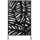 Separé Frangivista a 3 Ante Verticali 122x45x198 cm in Acciaio con Motivo Tropicale Nero      
