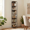 Libreria 29,5x30x185 cm Scaffale a 6 Ripiani Finitura in Legno e Acciaio Marrone      