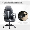 Sedia da Gaming Girevole Reclinabile 63x70x104-112 cm in Similpelle Nero e Grigio