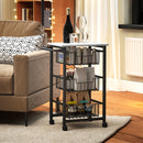 Carrello da Cucina 49,5x31x69 cm a 3 Cestelli con Maniglia in Acciaio e Legno Nero e Grigio Chiaro  