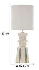 Lampada da Tavolo Tribal Ø22,5x57 cm in Ceramica e Ferro e Tessuto Multicolor      