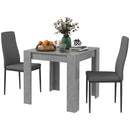 Set da Pranzo Tavolo e 2 Sedie Imbottite in Pelle PU Grigio   