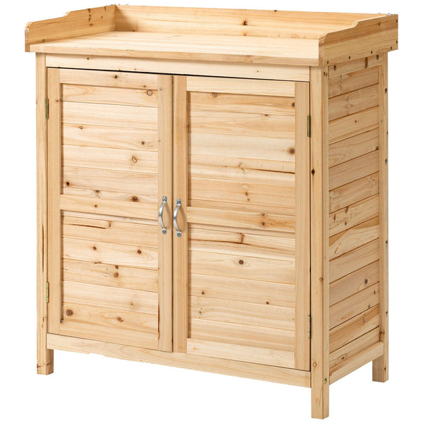 sconto Armadietto da Giardino 2 Ante 83x40x92 cm in Legno di Abete Naturale