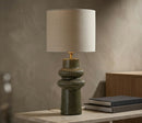 Lampada da Tavolo Harmony Ø30x64,5 cm in Ceramica e Ferro e Tessuto Verde      