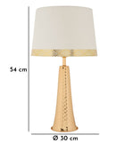Lampada da Tavolo Tower Oro Ø30x54 cm in Ferro e Tessuto Oro e Bianco      