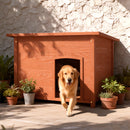 Cuccia per Cani Grande per Esterno 116x79x81 cm con Tetto Apribile in Legno di Cipresso      
