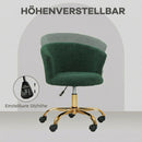 Sedia da Ufficio Girevole 58x56x68-76A cm Struttura Acciaio Portata 120kg in Velluto Teddy Verde Scuro      
