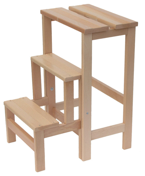 Sgabello Scaletta 60x40x46 cm in Legno Naturale sconto