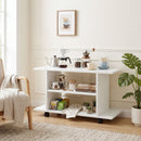 Mobile Porta TV Moderno 80x40x40 cm con Ripiani Ruote Girevoli e Freni Bianco      
