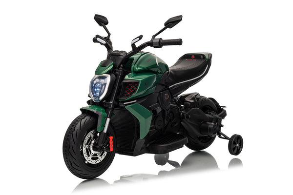 acquista Moto Elettrica per Bambini Licenza Ufficiale Ducati Diavel 12V con Rotelle di Supporto Verde