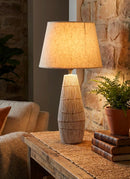 Lampada da Tavolo Resina Hanoi Ø35x69,5 cm in Resina e Ferro e Tessuto Multicolor      