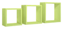 Set 3 Mensole da Parete Cubo in Fibra di Legno Incubo Verde