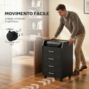 Cassettiera da Ufficio 40x36x65 cm con 4 Cassetti e Ripiano per Stampante su Ruote in MDF Nero      