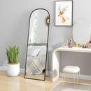 Specchio da Terra e Parete Moderno con Supporto Pieghevole 50x161,5 cm in Lega di Alluminio Nero