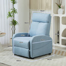 Poltrona Relax Reclinabile 165° 69x85x100 cm in Tessuto Effetto Lino Azzurro 